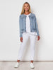 Collarless Denim Jacket - Denim