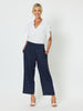 Lara Linen Wide Leg Pant - Navy