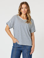 Tyla Stripe Tee - Indigo White