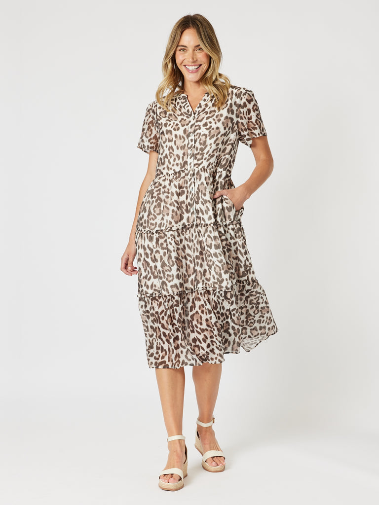 On Safari Printed Dress - Natural Multi rc&co