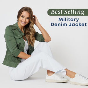 military style denim jacket