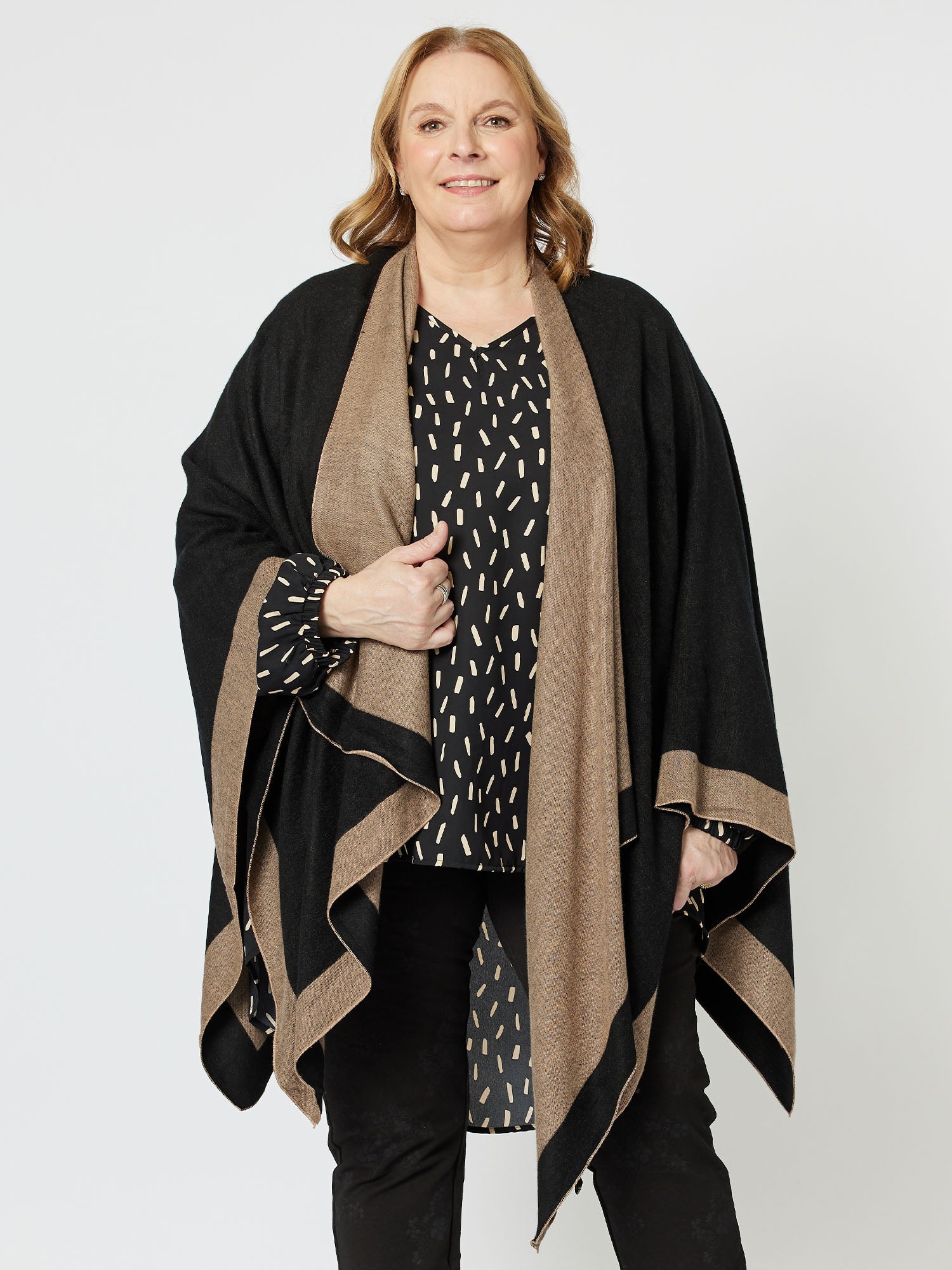 Captivated Reversible Shawl - Black/Stone