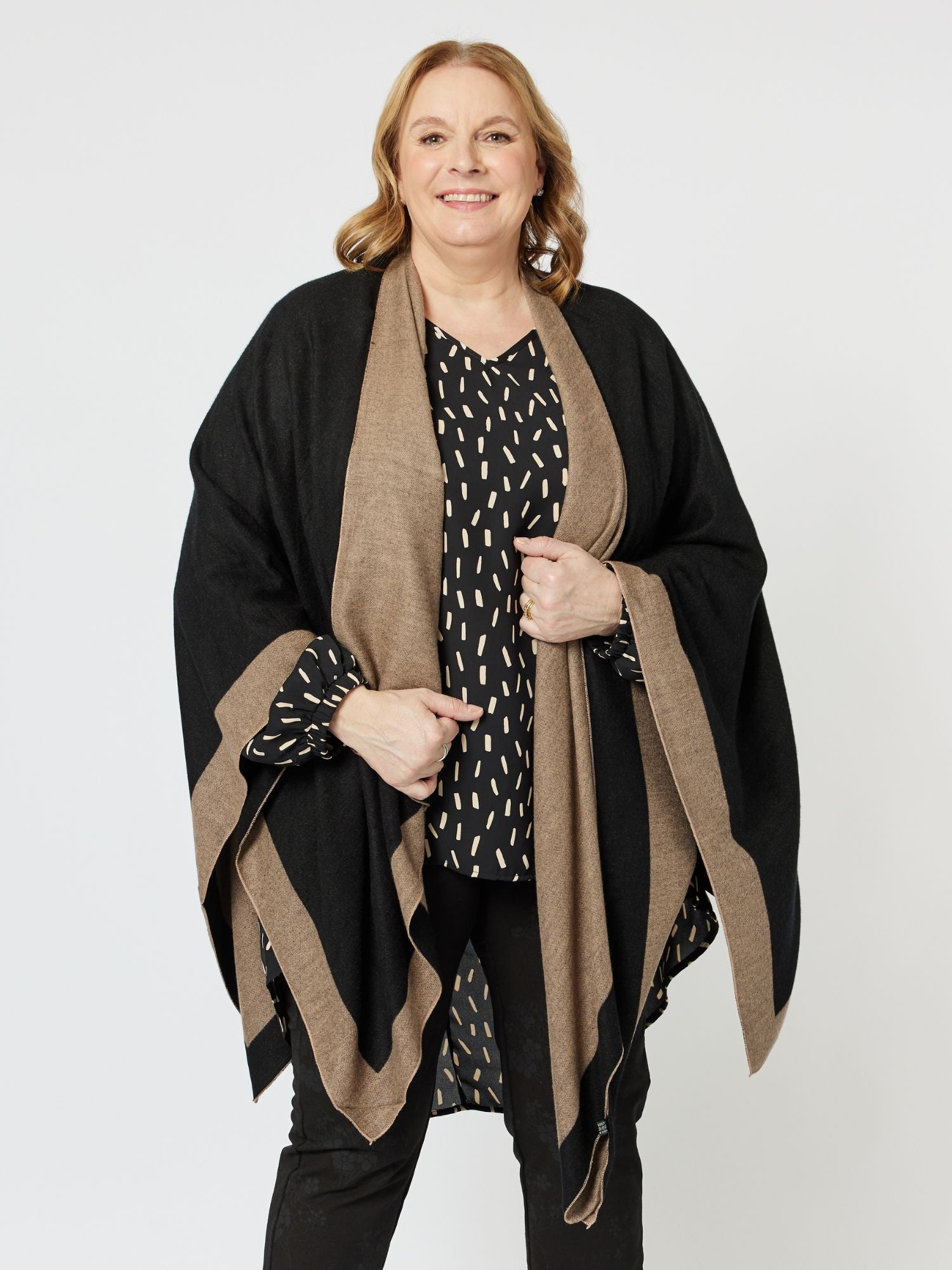 Captivated Reversible Shawl - Black/Stone