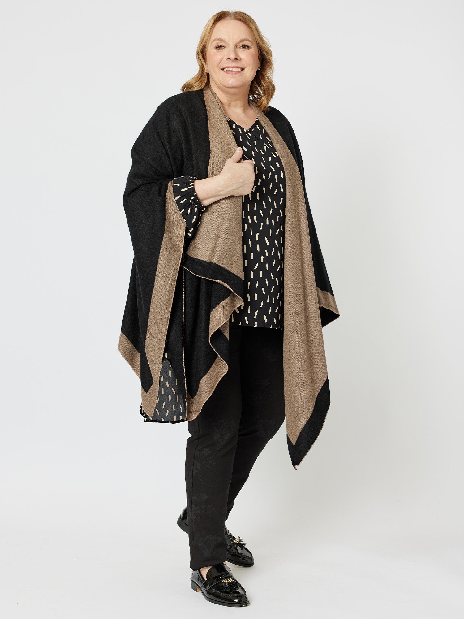 Captivated Reversible Shawl - Black/Stone