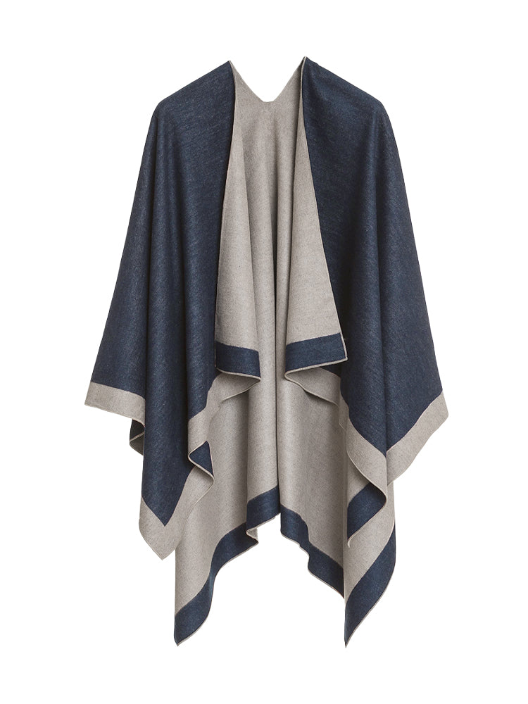 Captivated Reversible Shawl - Navy/Oatmeal