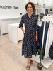 Sorrento Spot Print Button Dress - Navy/White