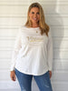 Vintage Long Sleeve Print Tee - White/Gold