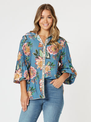 Vintage Rose Floral Print Shirt - Multi