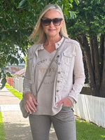 Military Style Denim Jacket - Natural