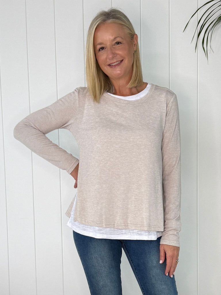 Alice 2 in 1 Knit Top - Stone