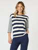 Mixed Stripe Top-Navy/White rc&co