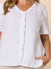Tiffany Ruffle Linen Top - White RC&CO