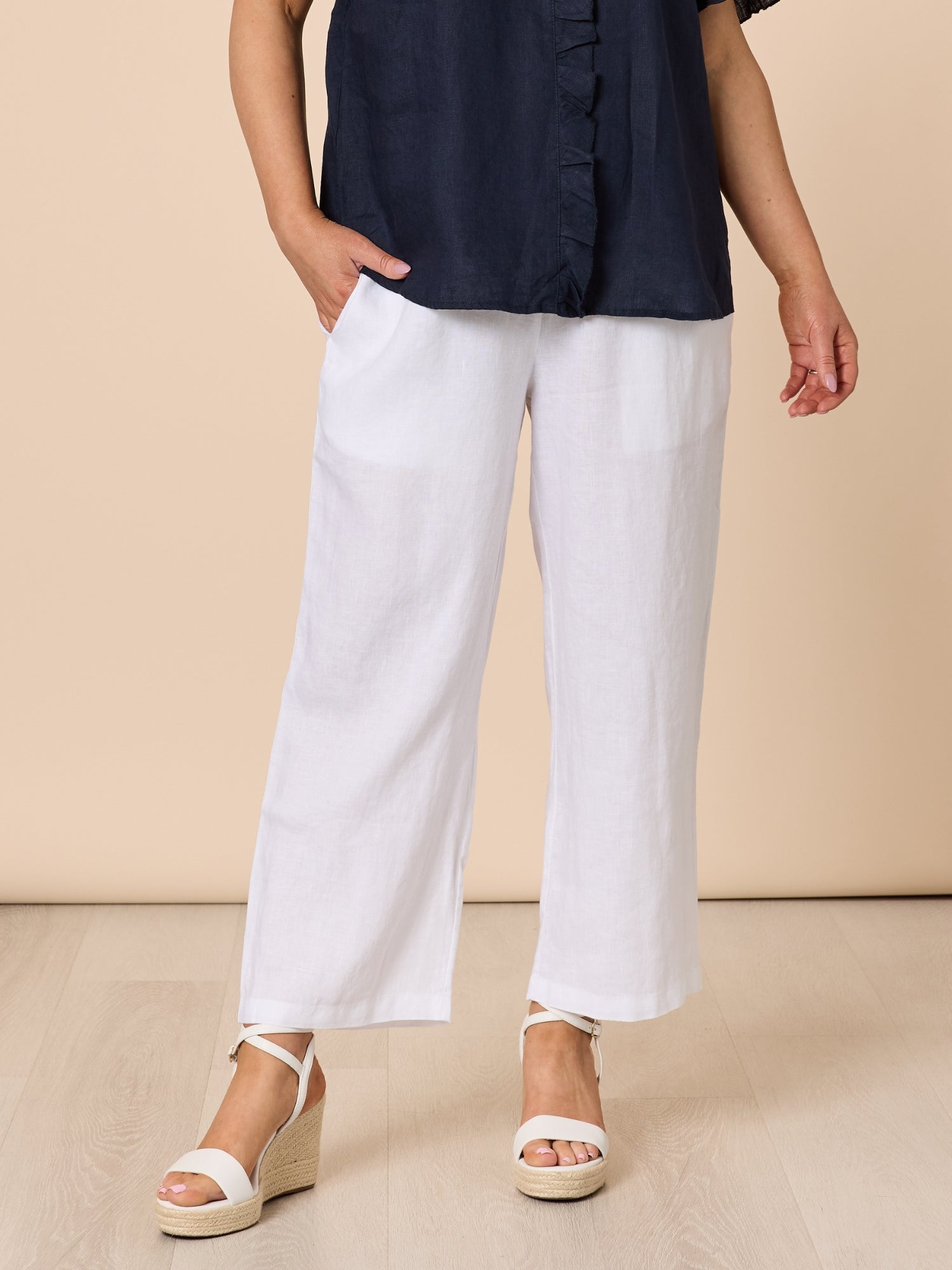 Lara Linen Wide Leg Pant - White – RC & Co