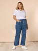 Carpenter Stretch Wide Leg Pull On Denim Jean - Washed Denim RC&CO