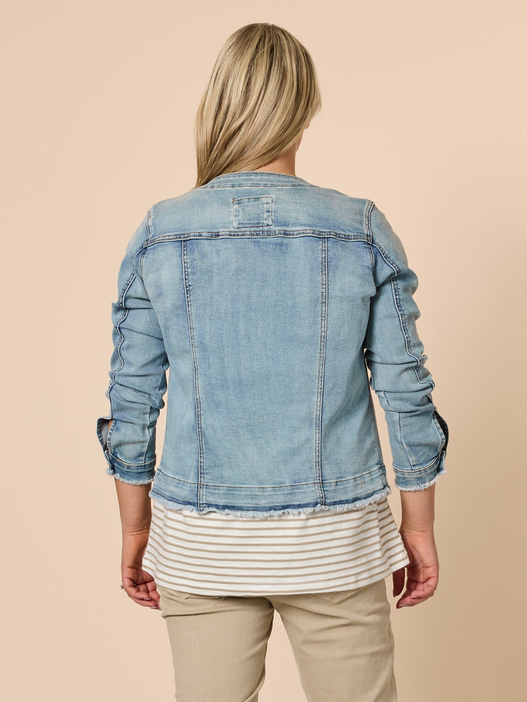 Collarless Denim Jacket - Denim RC&CO