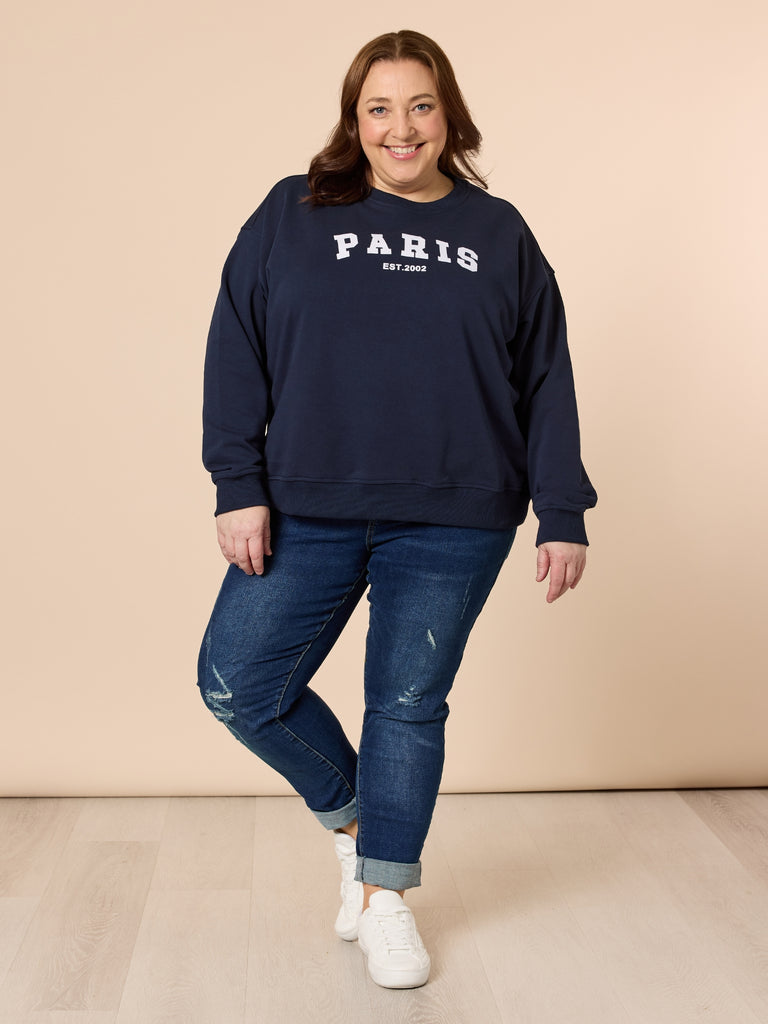 LA Distressed Pull On Stretch Denim Jean - Dark Denim RC&CO