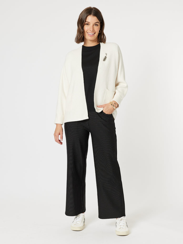 Nicky Wide Leg Pinstripe Pant - Natural/Black