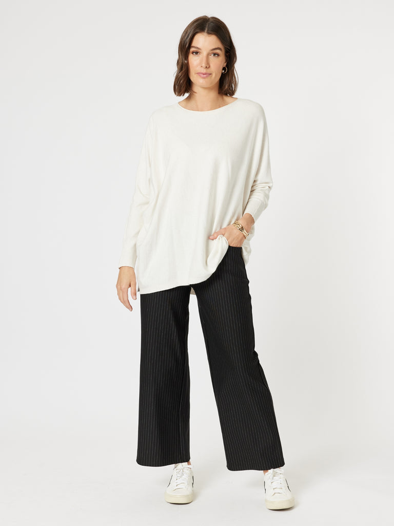 Nicky Wide Leg Pinstripe Pant - Natural/Black