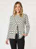 Clover Print Knit Cardigan - Ivory/Black