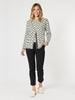 Clover Print Knit Cardigan - Ivory/Black