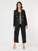Gallery Wide Leg Button Hem Pant - Black