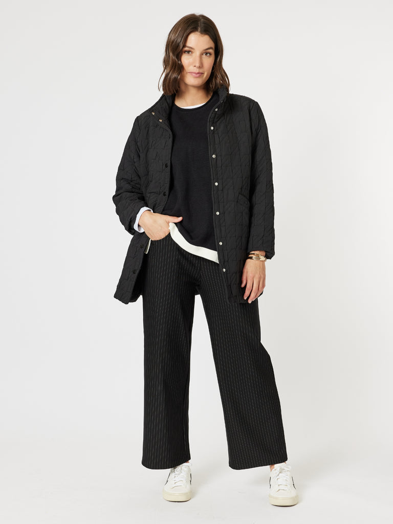 Nicky Wide Leg Pinstripe Pant - Natural/Black