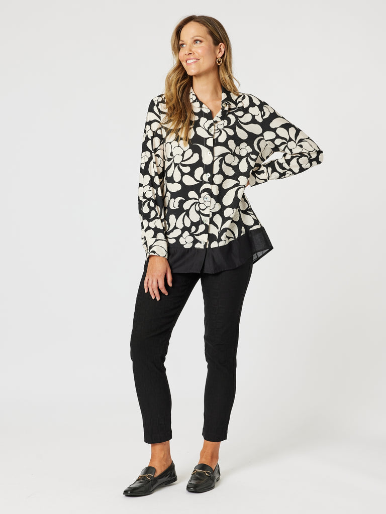 Casablanca Floral Print Shirt - Black/Chalk
