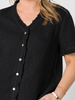 Audrey Linen Short Sleeve Ruffle Shirt - Black