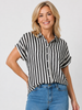 Bianca Stripe Print Shirt - Black/White