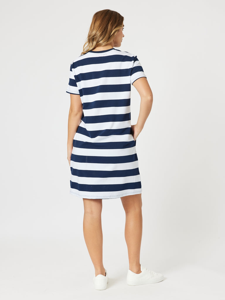 Heart Stripe Print Dress - Orange rc&co