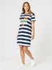 Heart Stripe Print Dress - Orange rc&co