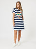 Heart Stripe Print Dress - Orange rc&co