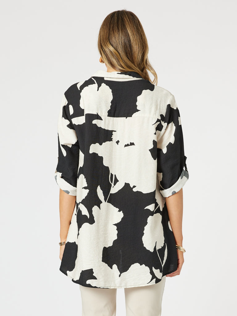 Barcelona Floral Print Shirt - Black/Natural rc&co
