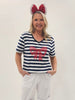 Red Bow Stripe Print Tee - Navy/White rc&co