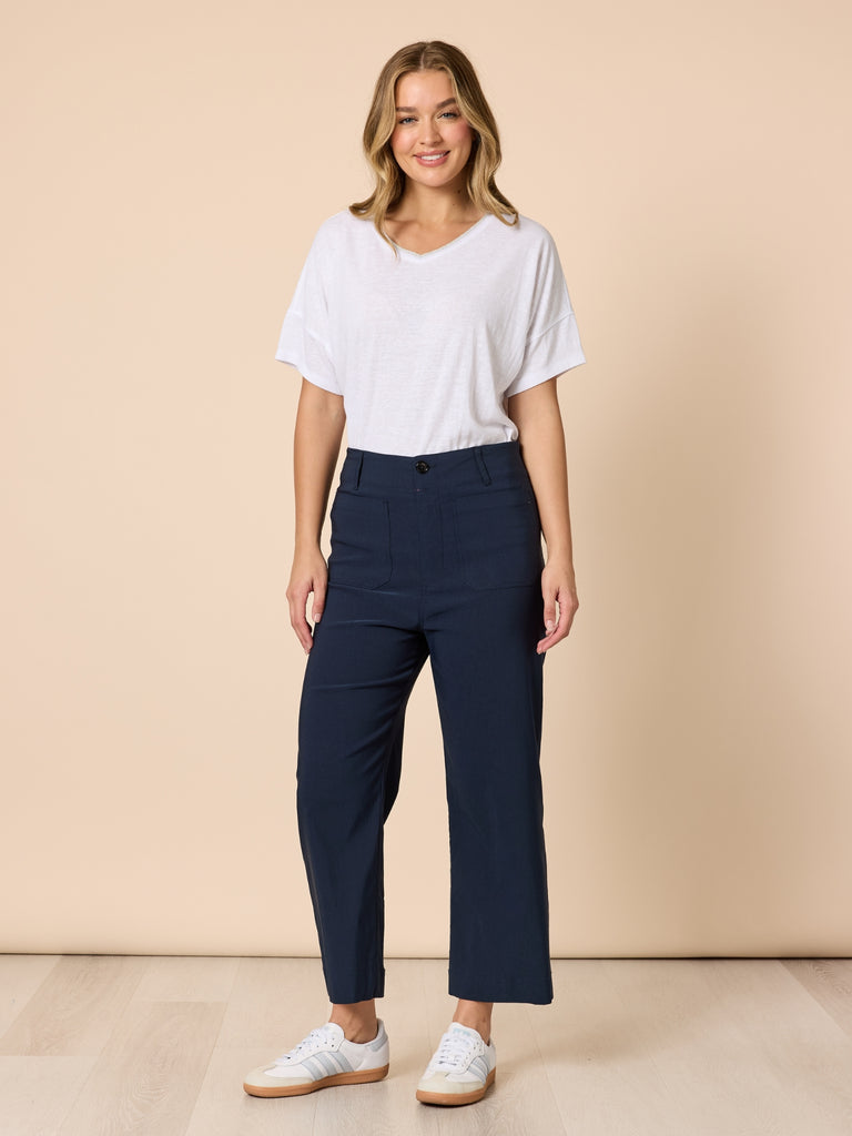 Bella V Neck Tee - White rc&co