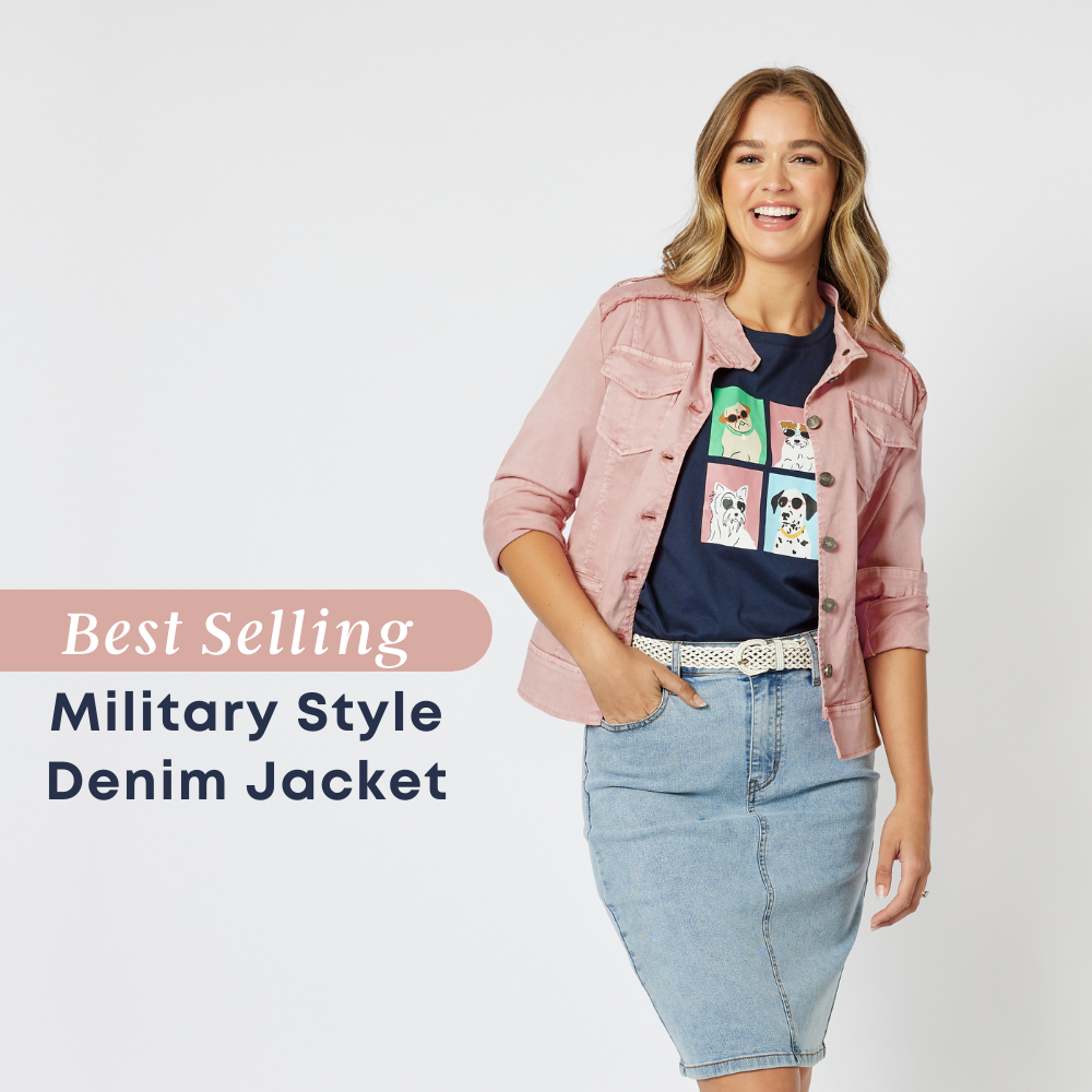 military style denim jacket