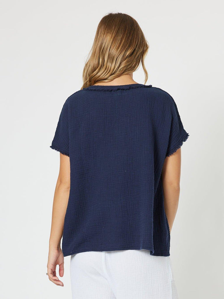 Hayley Byron V Neck Top - Navy RC&CO