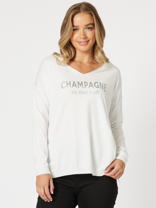 Champagne Knit - White