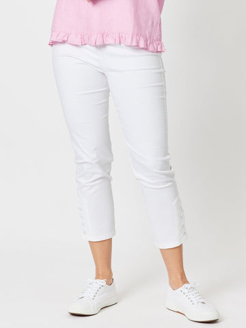 Charlie Cotton Twill Stretch Capri Pant - White - RC & Co