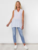 Collared Crushed Layering Top - White - RC & Co
