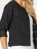 Collarless Denim Jacket - Black - RC & Co