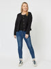 Collarless Denim Jacket - Black - RC & Co