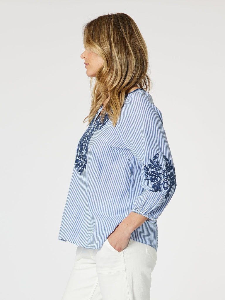 Cottesloe Stripe Blouse - Blue/White - RC & Co