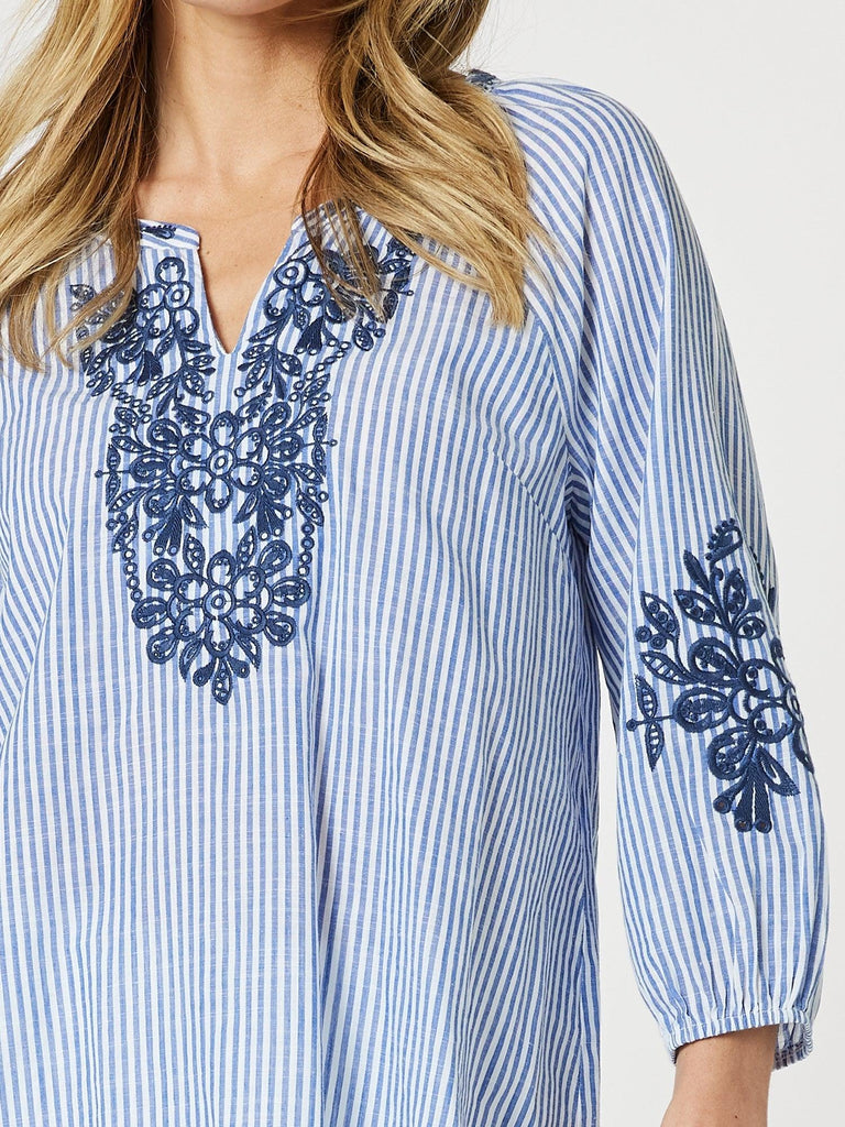 Cottesloe Stripe Blouse - Blue/White - RC & Co