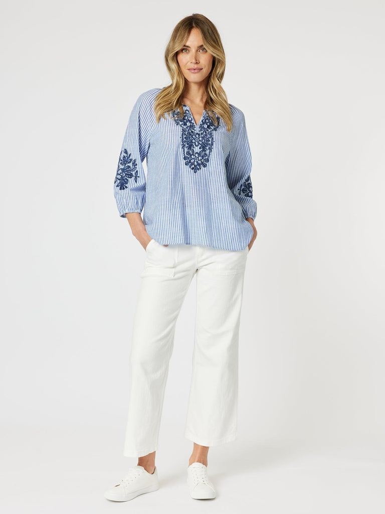 Cottesloe Stripe Blouse - Blue/White - RC & Co