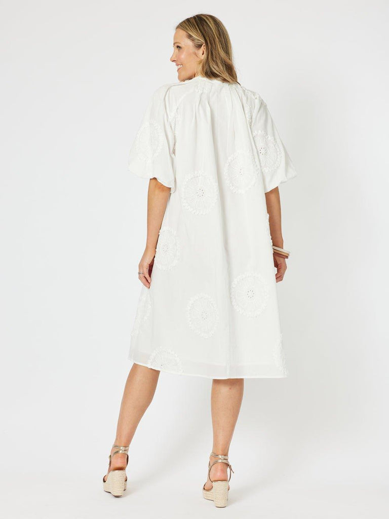 Emanuella Button Dress - White - RC & Co