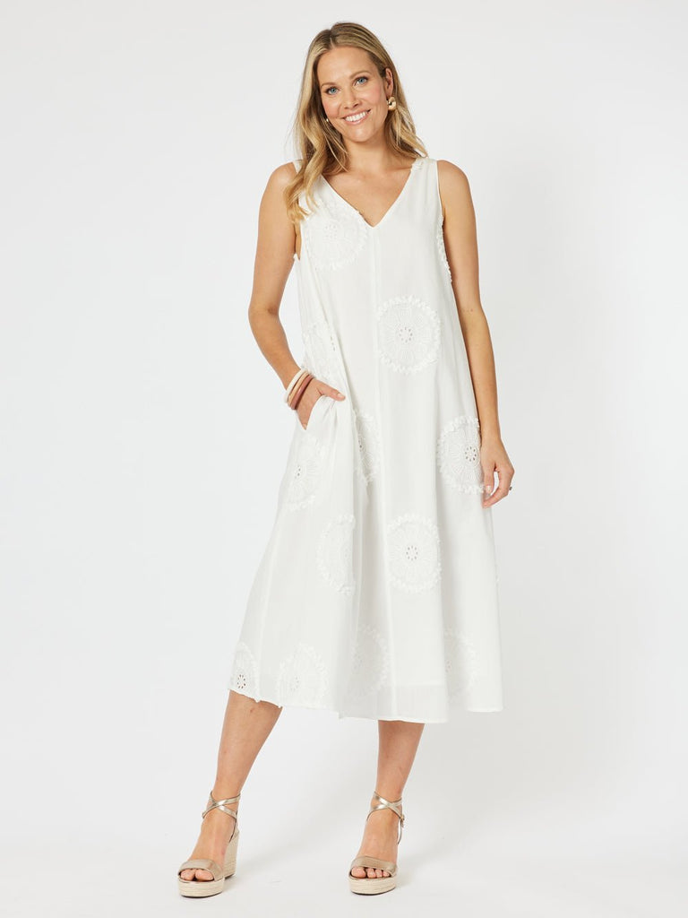 Emanuella Sleeveless Dress - White - RC & Co