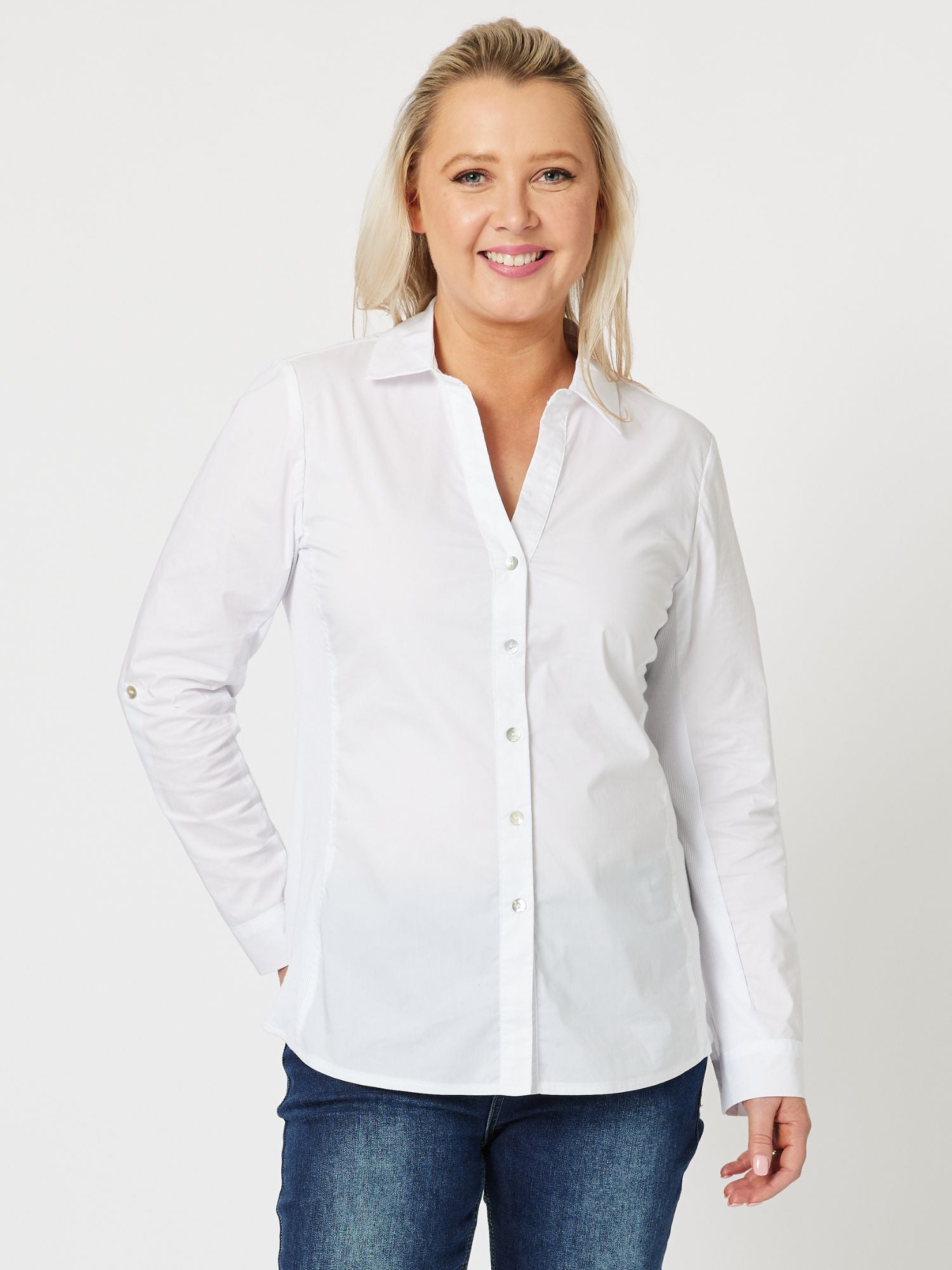 Emma Rib Detail Shirt - White