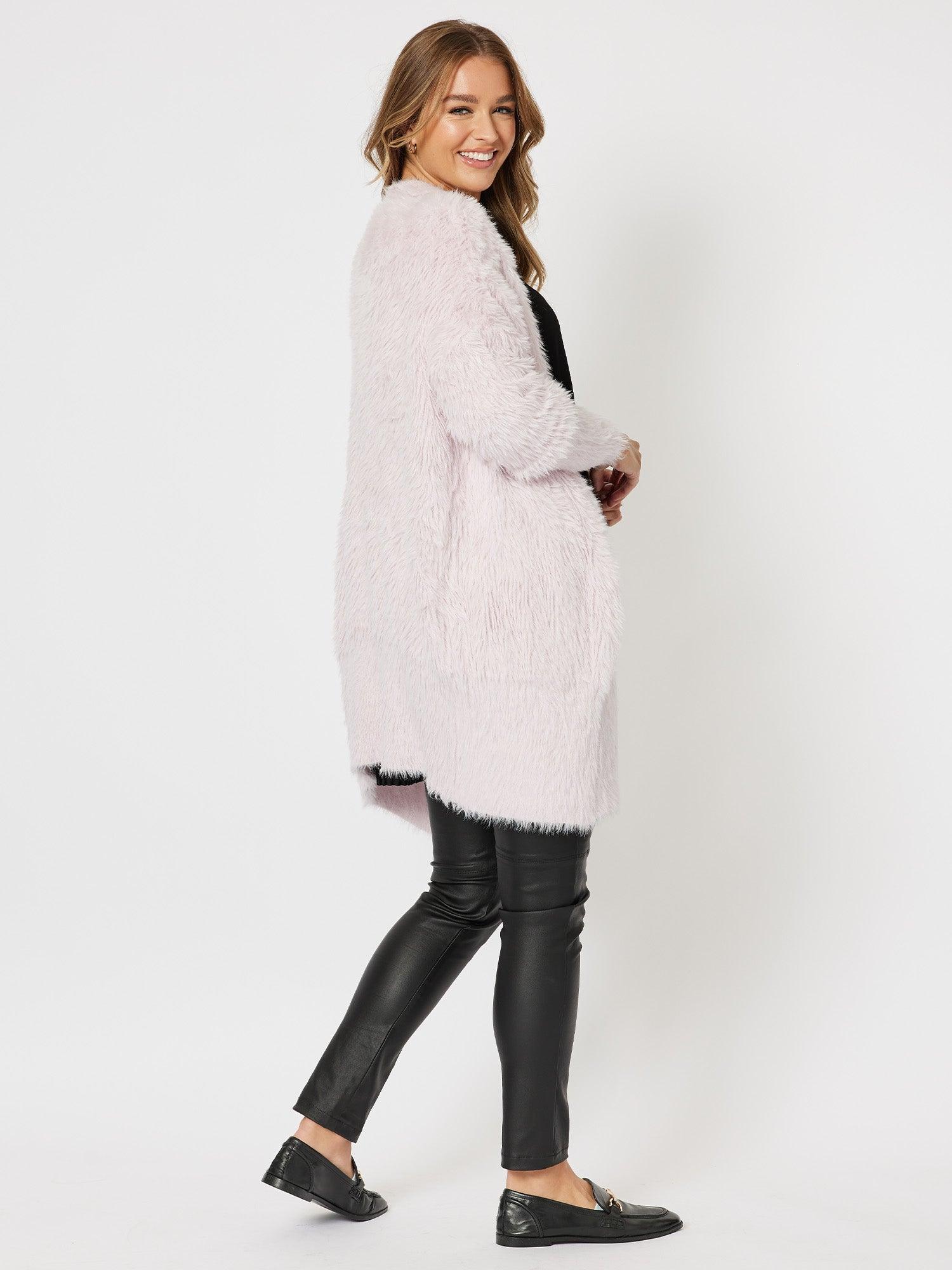 2way glitter feather knit cordigan White