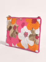 Flower Fold Over Clutch - Gold